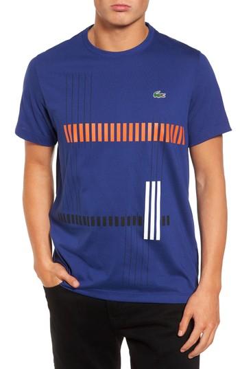 Men's Lacoste Tech Vertical Stripe Graphic T-shirt (m) - Blue