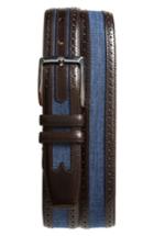 Men's Mezlan Palma Linen & Leather Belt - Brown/ Blue