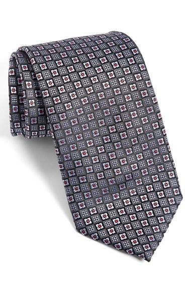 Men's Canali Medallion Silk Tie, Size - Black