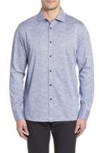 Men's Bugatchi Regular Fit Marled Knit Sport Shirt - Blue