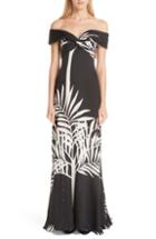 Women's Johanna Ortiz Palm Print Silk Off The Shoulder Maxi Dress - Black