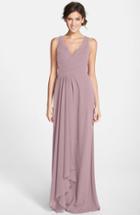 Women's Monique Lhuillier Bridesmaids Sleeveless V-neck Chiffon Gown - Purple