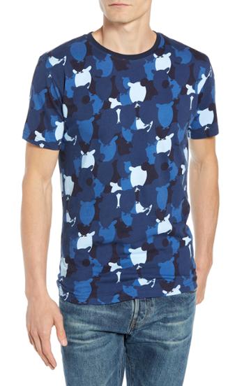 Men's Knowledgecotton Apparel Allover Owl Print T-shirt, Size - Blue