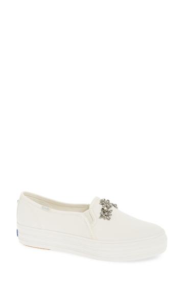 Women's Keds For Kate Spade New York Triple Decker Glitter Sneaker .5 M - Ivory
