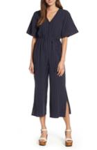 Women's Moon River Stripe Flutter Sleeve Jumpsuit - Blue