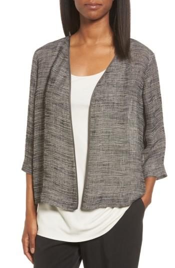 Women's Eileen Fisher Organic Linen Blend Kimono Jacket - Black