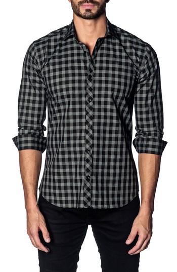 Men's Jared Lang Slim Fit Gingham Sport Shirt - Black