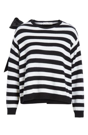 Women's Valentino Bow Detail Stripe Cashmere Sweater