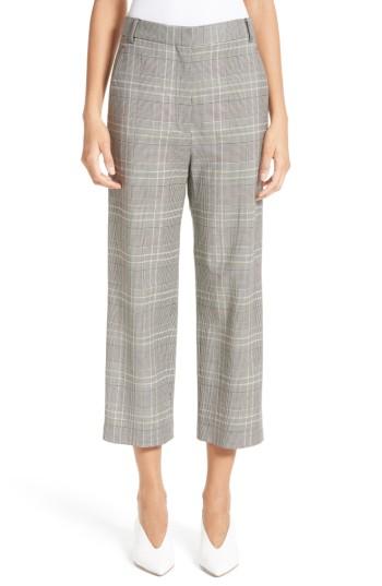 Women's Tibi Plaid High Rise Crop Pants - Grey