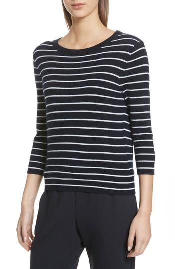 Women's Vince Stripe Cashmere Tie Back Sweater - Blue
