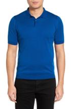 Men's John Smedley Seal Island Cotton Polo, Size - Blue