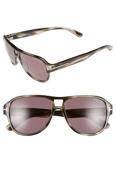 Men's Tom Ford 'dylan' 57mm Aviator Sunglasses - Grey/ Smoke