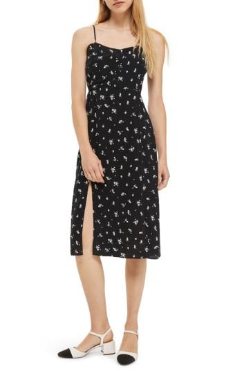 Women's Topshop Scatter Floral Button Dress Us (fits Like 0) - Black