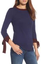 Women's Halogen Tie Sleeve Crewneck Sweater, Size - Blue