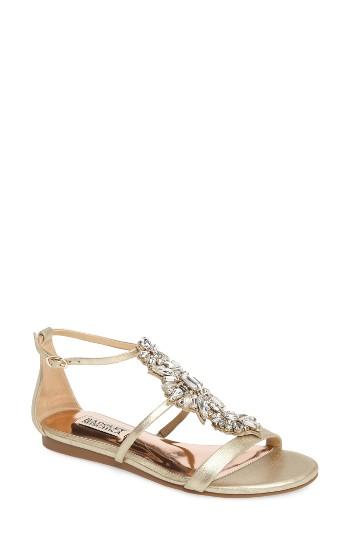 Women's Badgley Mischka Barstow Embellished Strappy Sandal .5 M - Metallic