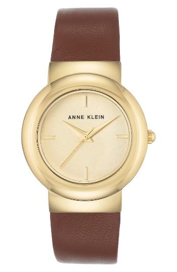 Women's Anne Klein Round Leather Strap Watch, 36mm