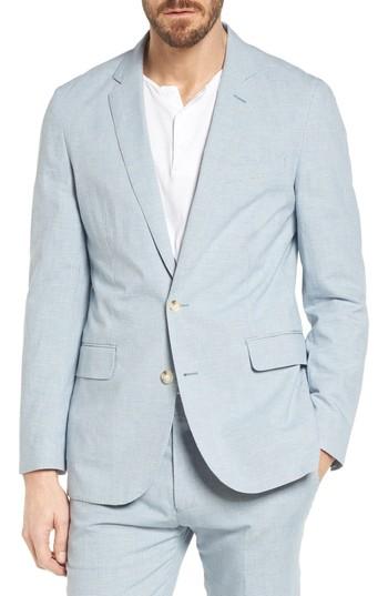 Men's J.crew Ludlow Houndstooth Cotton & Linen Sport Coat R - Blue