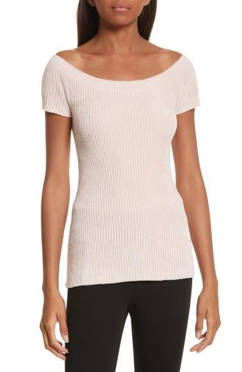 Women's Helmut Lang Velveteen Off The Shoulder Top - Pink