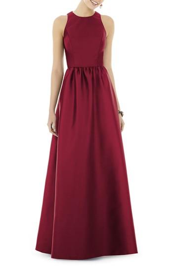 Women's Alfred Sung Sateen Gown - Burgundy