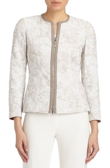Women's Lafayette 148 New York Damien Plantain Jacquard Jacket - Beige