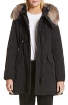 Women's Moncler Monticole Hooded Down Coat With Removable Genuine Fox Fur Trim - Black