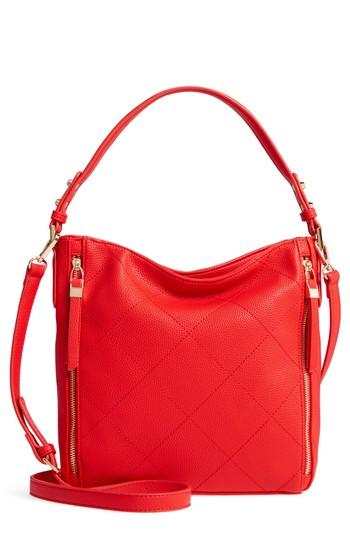Sr Squared By Sondra Roberts Cross Stitch Faux Leather Hobo - Red
