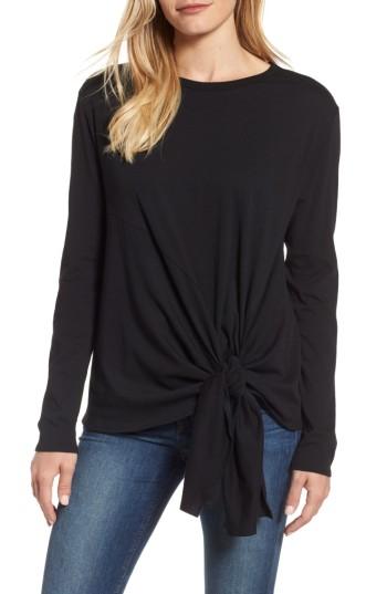 Women's Caslon Long Sleeve Side Tie Tee - Black