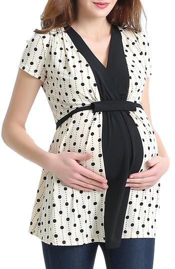 Women's Kimi And Kai Kenzie Maternity/nursing Top - Beige