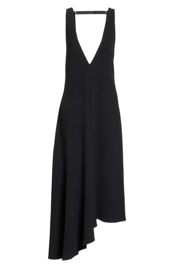 Women's Tibi Asymmetrical Double V-neck Dress - Black
