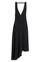 Women's Tibi Asymmetrical Double V-neck Dress - Black