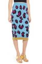 Women's Topshop Leopard Jacquard Pencil Skirt Us (fits Like 0) - Blue