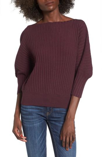 Women's J.o.a. Rib Knit Blouson Sweater - Burgundy