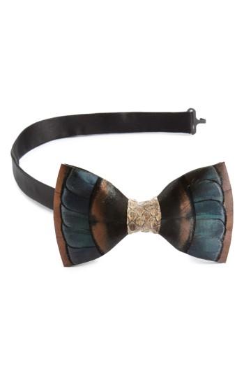 Men's Brackish & Bell Big Sky Feather Bow Tie, Size - Beige