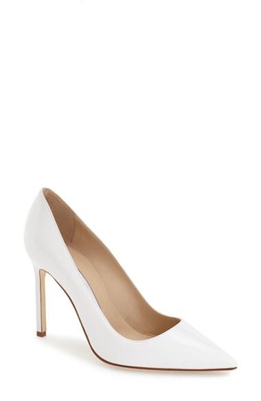 Women's Manolo Blahnik 'bb' Pointy Toe Pump Us / 39eu - White
