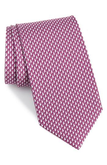 Men's Salvatore Ferragamo Eolo Print Silk Tie, Size - Purple