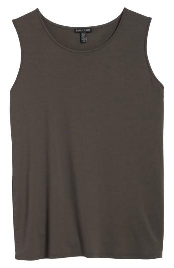 Women's Eileen Fisher Lightweight Jersey Round Neck Tank, Size - Brown