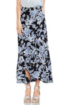 Women's Vince Camuto Ruffled Faux Wrap Floral Skirt - Black