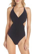 Women's Tory Burch Halter One-piece Swimsuit - Black