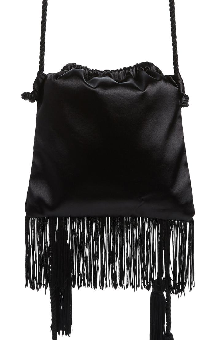 Trouve Tassel Satin Pouch - Black