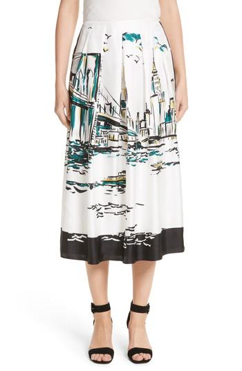 Women's Lafayette 148 New York Sabilla Silk Skirt - Blue