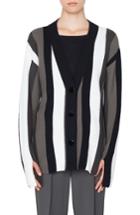 Women's Akris Punto Stripe Merino Wool Cardigan - Green
