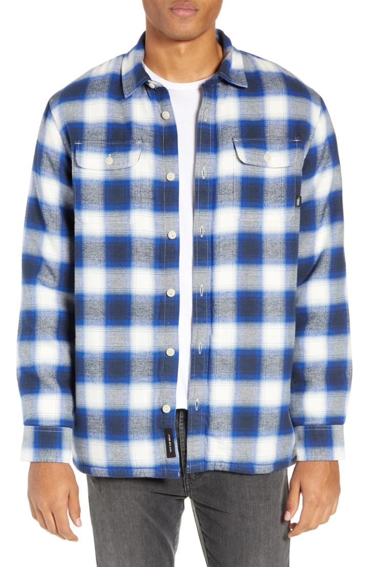 Men's Vans Loomis Plaid Fleece Lined Shirt Jacket - Ivory
