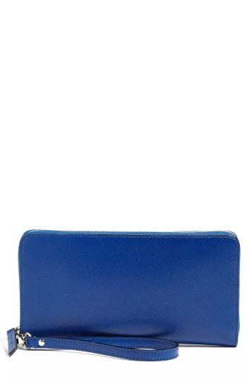 Women's Halogen Leather Zip Around Wallet - Blue/green