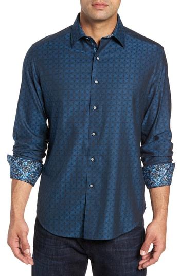 Men's Robert Graham Diamante Classic Fit Print Sport Shirt - Grey