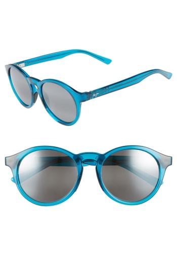 Women's Maui Jim Pineapple 50mm Polarized Round Sunglasses - Teal Green