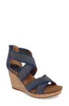 Women's Sofft Cary Cross Strap Wedge Sandal .5 M - Blue