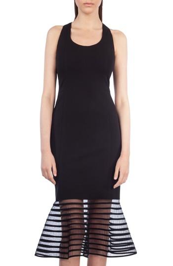 Women's Akris Punto American Stripe Tulle Hem Sheath Dress