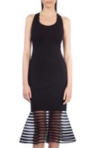 Women's Akris Punto American Stripe Tulle Hem Sheath Dress