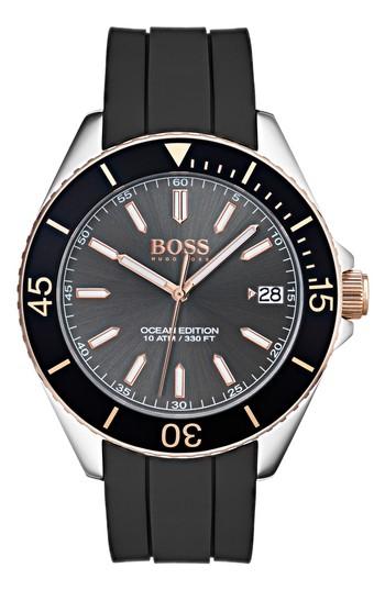 Men's Boss Ocean Rubber Strap Watch, 40mm