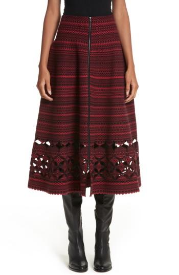 Women's Fendi Fair Isle Wool Blend Skirt Us / 46 It - Red